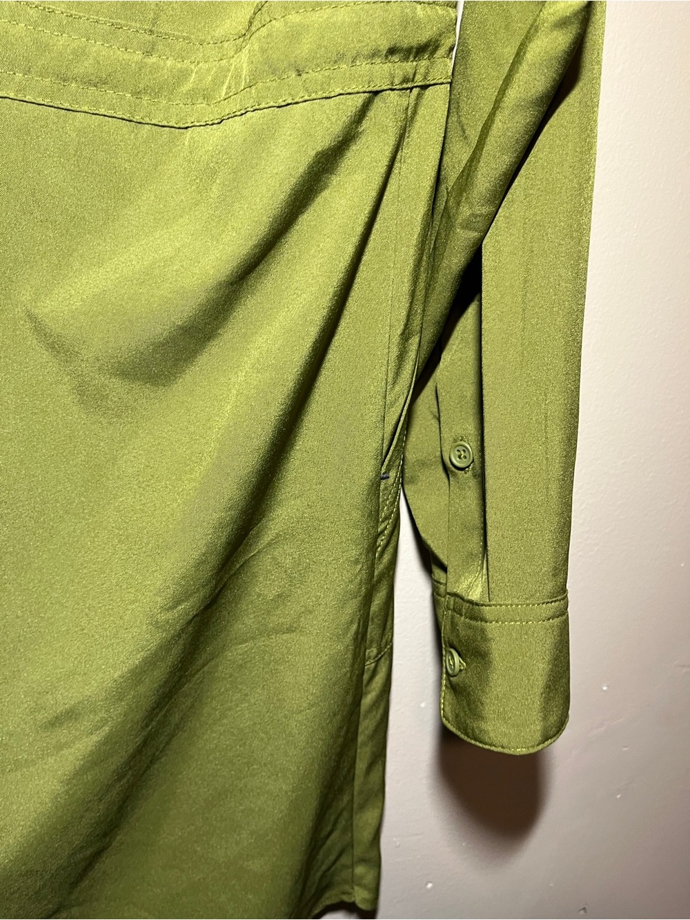 Shore to Summit Avocado Green Utility Shirt Dress Large - Picture 9 of 12
